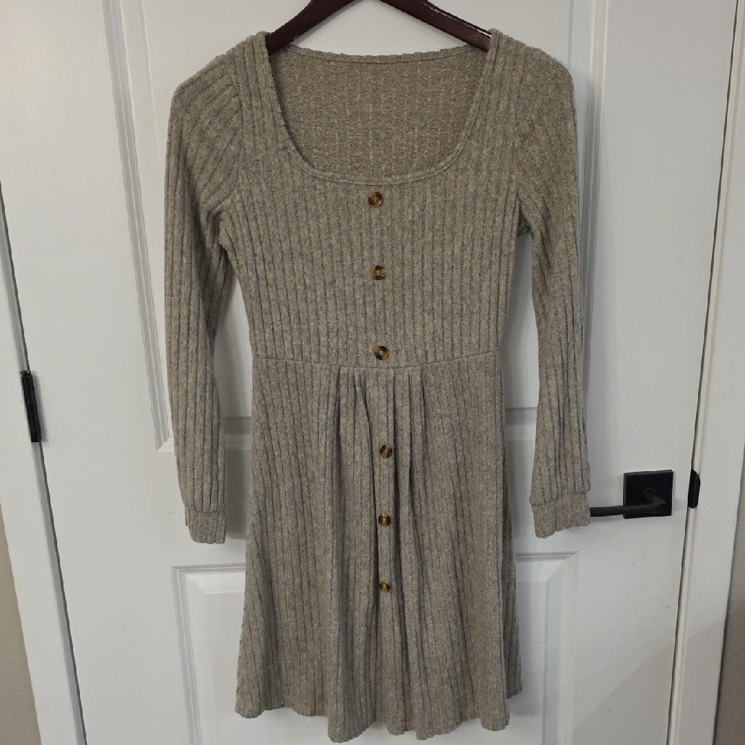 Ribbed Knit Soft Flowy Comfy Dress